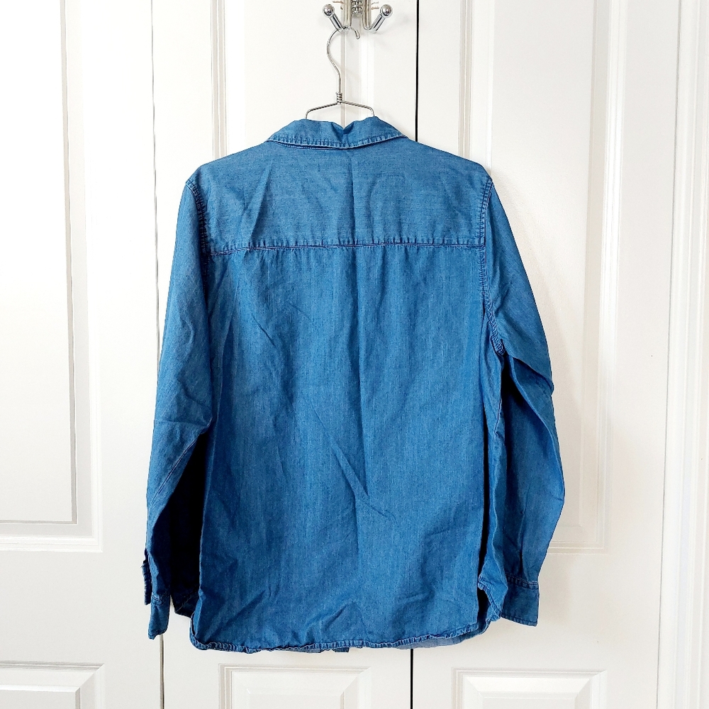 Autumn Leaf Patchwork Chambray‎ Denim Western Sna… - image 2